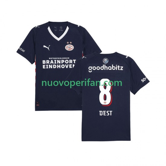 Maglie da Calcio PSV Eindhoven Sergino Dest 8 Uomo Trasferta Tenuta 2025-2026 Maniche Corte