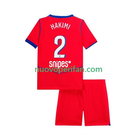 Maglie da Calcio Paris Saint-Germain Achraf Hakimi 2 Bambino Alternativa Tenuta 2025-2026 Maniche Corte