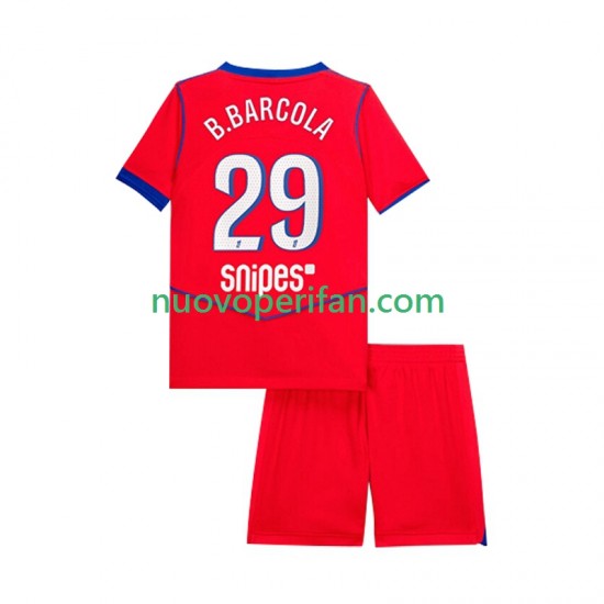 Maglie da Calcio Paris Saint-Germain Bradley Barcola 29 Bambino Alternativa Tenuta 2025-2026 Maniche Corte