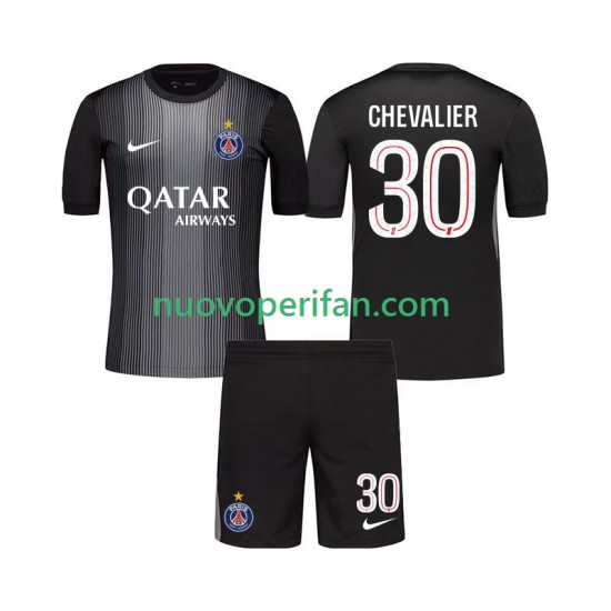 Maglie da Calcio Paris Saint-Germain Lucas Chevalier 30 Portiere Bambino Prima Tenuta 2025-2026 Maniche Corte