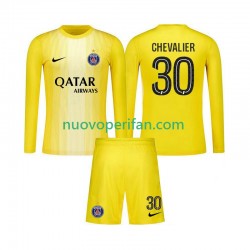 Maglie da Calcio Paris Saint-Germain Lucas Chevalier 30 Portiere Bambino Alternativa Tenuta 2025-2026 Maniche Lunghe