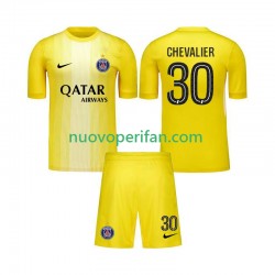 Maglie da Calcio Paris Saint-Germain Lucas Chevalier 30 Portiere Bambino Alternativa Tenuta 2025-2026 Maniche Corte