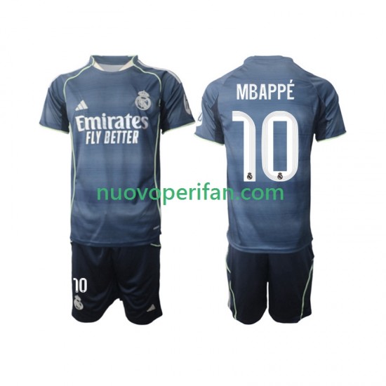Maglie da Calcio Real Madrid Mbappé Kylian 10 Bambino Trasferta Tenuta 2025-2026 Maniche Corte
