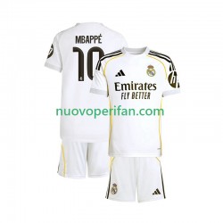 Maglie da Calcio Real Madrid Mbappé Kylian 10 Bambino Prima Tenuta 2025-2026 Maniche Corte