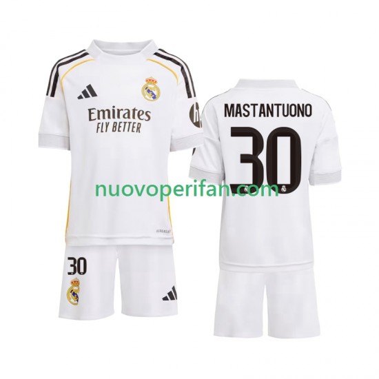 Maglie da Calcio Real Madrid Mastantuono 30 Bambino Prima Tenuta 2025-2026 Maniche Corte