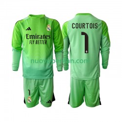 Maglie da Calcio Real Madrid Thibaut Courtois 1 Bambino Trasferta Tenuta 2025-2026 Maniche Lunghe