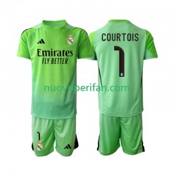Maglie da Calcio Real Madrid Thibaut Courtois 1 Bambino Trasferta Tenuta 2025-2026 Maniche Corte