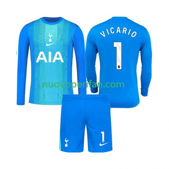 Maglie da Calcio Tottenham Hotspur Guglielmo Vicario 1 Portiere Bambino Trasferta Tenuta 2025-2026 Maniche Lunghe
