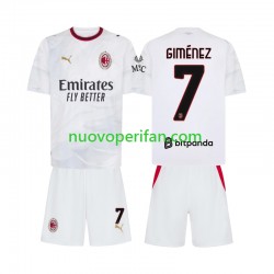 Maglie da Calcio AC Milan Gimenez 7 Bambino Trasferta Tenuta 2026-2027 Maniche Corte