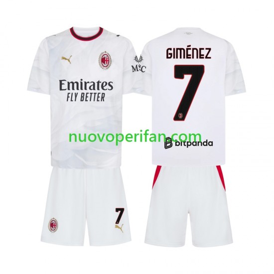 Maglie da Calcio AC Milan Gimenez 7 Bambino Trasferta Tenuta 2026-2027 Maniche Corte