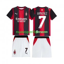 Maglie da Calcio AC Milan Gimenez 7 Bambino Prima Tenuta 2026-2027 Maniche Corte