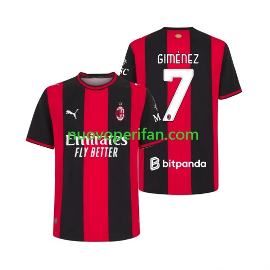 Maglie da Calcio AC Milan Gimenez 7 Uomo Prima Tenuta 2026-2027 Maniche Corte