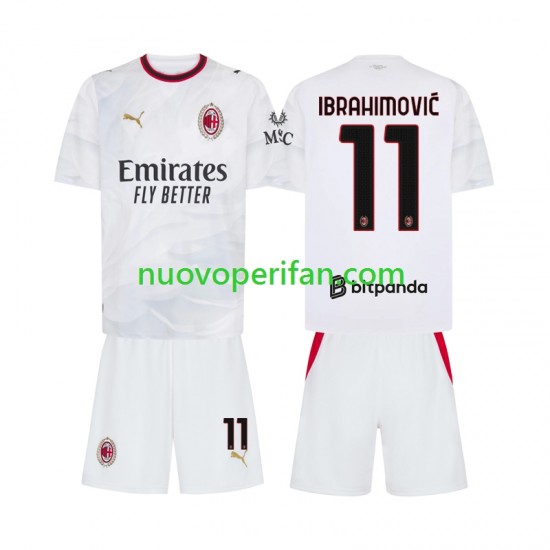 Maglie da Calcio AC Milan Ibrahimović 11 Bambino Trasferta Tenuta 2026-2027 Maniche Corte