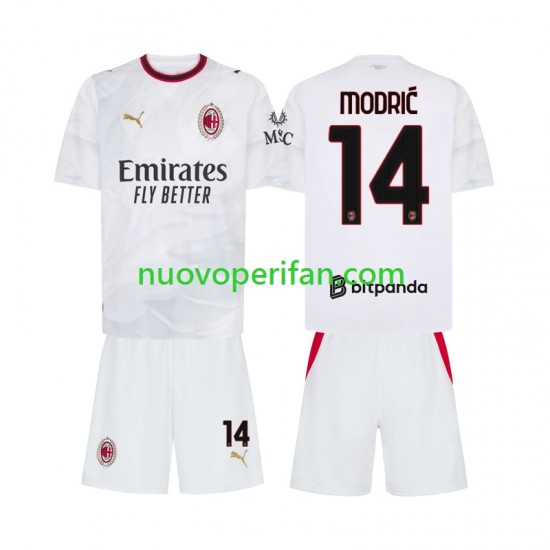 Maglie da Calcio AC Milan Modrić Luka 14 Bambino Trasferta Tenuta 2026-2027 Maniche Corte