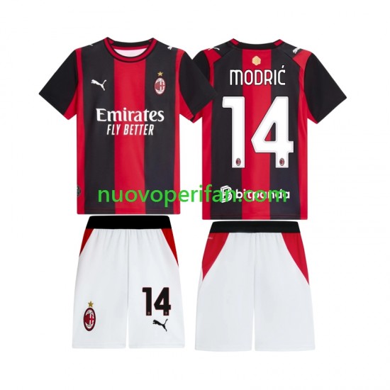 Maglie da Calcio AC Milan Modrić Luka 14 Bambino Prima Tenuta 2026-2027 Maniche Corte