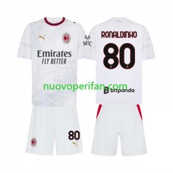 Maglie da Calcio AC Milan Ronaldinho 80 Bambino Trasferta Tenuta 2026-2027 Maniche Corte