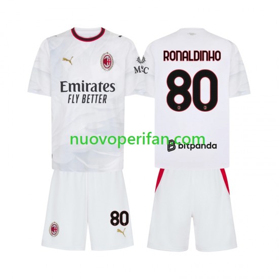 Maglie da Calcio AC Milan Ronaldinho 80 Bambino Trasferta Tenuta 2026-2027 Maniche Corte