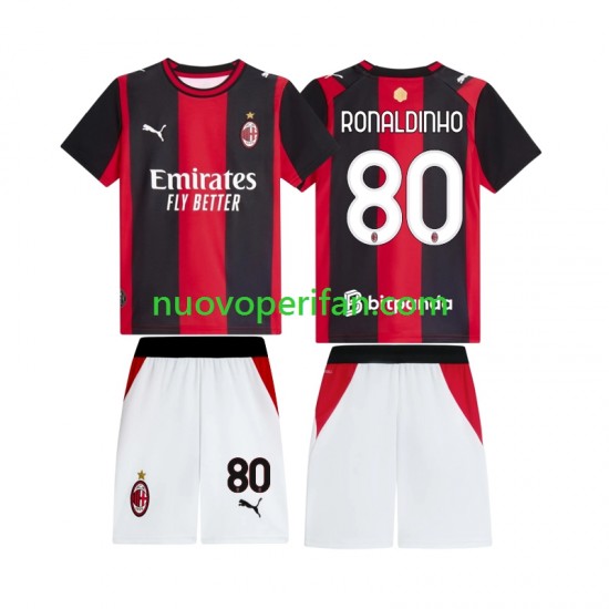 Maglie da Calcio AC Milan Ronaldinho 80 Bambino Prima Tenuta 2026-2027 Maniche Corte