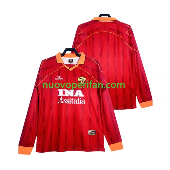 Maglie da Calcio AS Roma 2000 Retro Uomo Prima Tenuta 1999 Maniche Lunghe