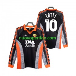 Maglie da Calcio AS Roma Totti 10 Retro Uomo Alternativa Tenuta 1998 1999 Maniche Lunghe
