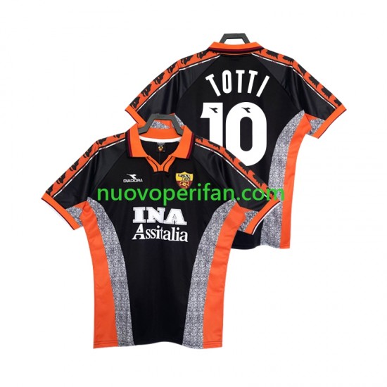 Maglie da Calcio AS Roma Totti 10 Retro Uomo Alternativa Tenuta 1998 1999 Maniche Corte
