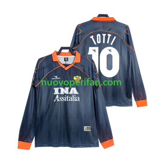 Maglie da Calcio AS Roma Totti 10 2000 Retro Uomo Alternativa Tenuta 1999 Maniche Lunghe