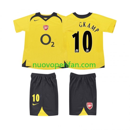 Maglie da Calcio Arsenal BERGKAMP 10 2005 Retro Bambino Trasferta Tenuta 2006 Maniche Corte