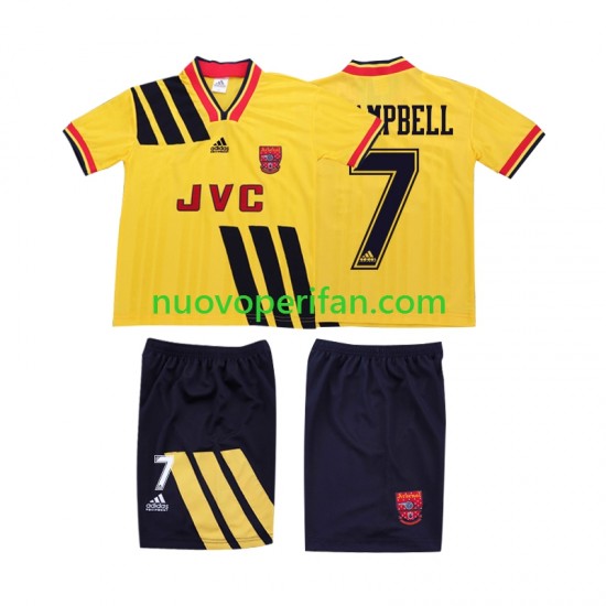 Maglie da Calcio Arsenal CAMPBELL 7 1993 Retro Bambino Trasferta Tenuta 1994 Maniche Corte