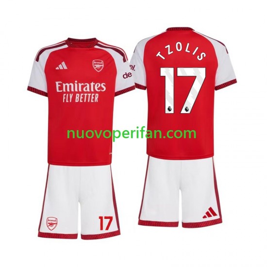 Maglie da Calcio Arsenal Christos Tzolis 17 Bambino Prima Tenuta 2026-2027 Maniche Corte