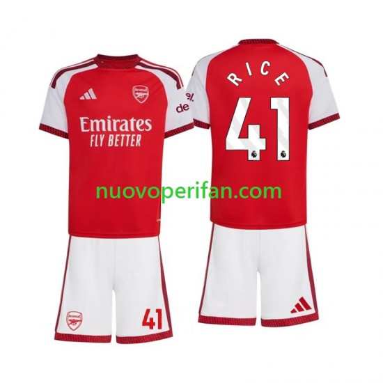 Maglie da Calcio Arsenal Declan Rice 41 Bambino Prima Tenuta 2026-2027 Maniche Corte