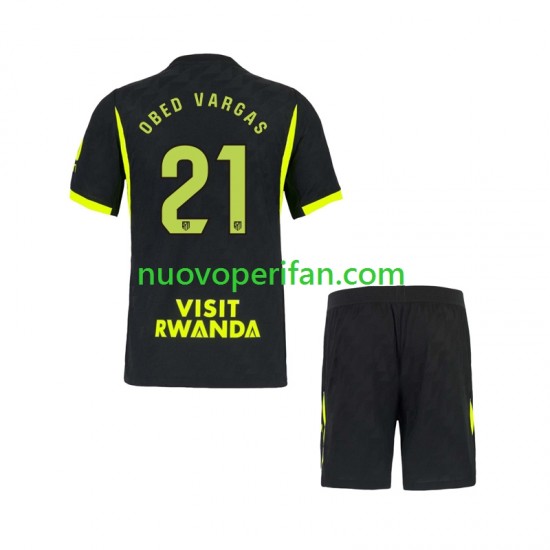 Maglie da Calcio Atlético Madrid Obed Vargas 21 Bambino Trasferta Tenuta 2026-2027 Maniche Corte