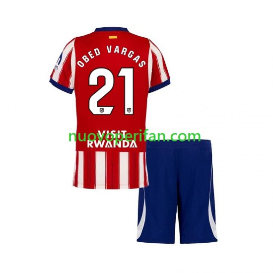 Maglie da Calcio Atlético Madrid Obed Vargas 21 Bambino Prima Tenuta 2026-2027 Maniche Corte