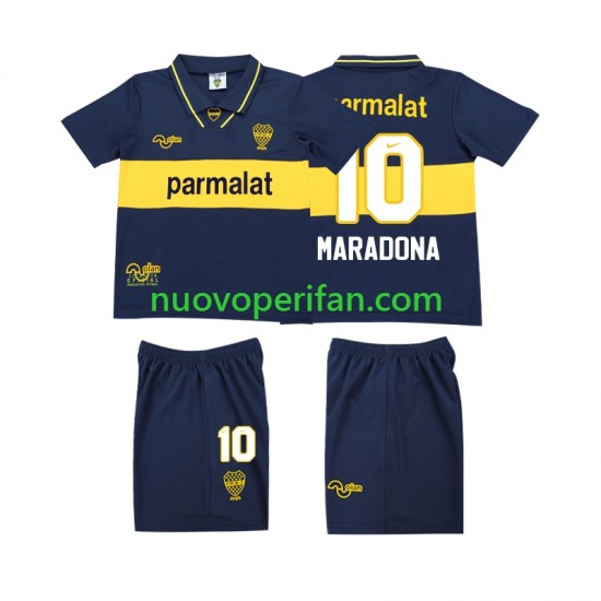 Maglie da Calcio CA Boca Juniors MARADONA 10 1993 1995 Retro Bambino Prima Tenuta Maniche Corte