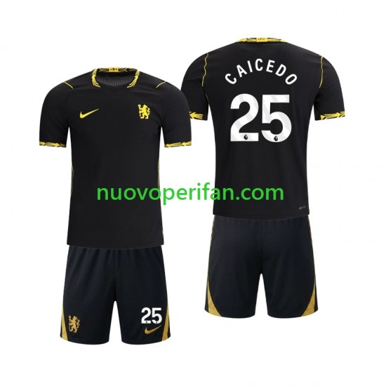 Maglie da Calcio Chelsea Moises Caicedo 25 Bambino Trasferta Tenuta 2026-2027 Maniche Corte