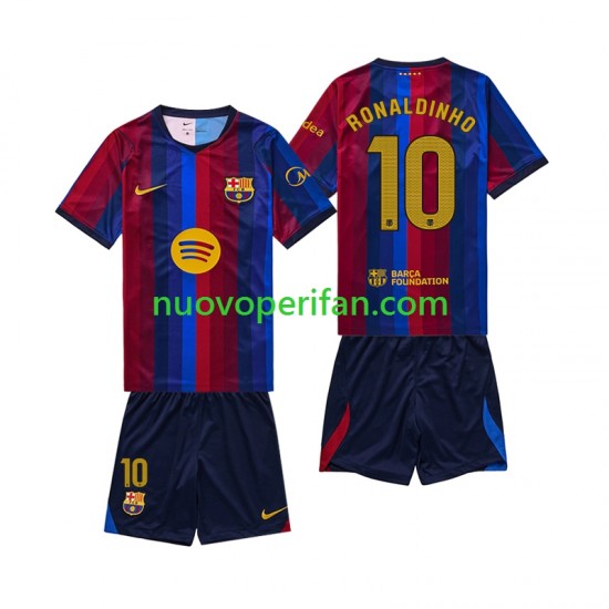 Maglie da Calcio FC Barcelona RONALDINHO 10 Bambino Prima Tenuta 2026-2027 Maniche Corte