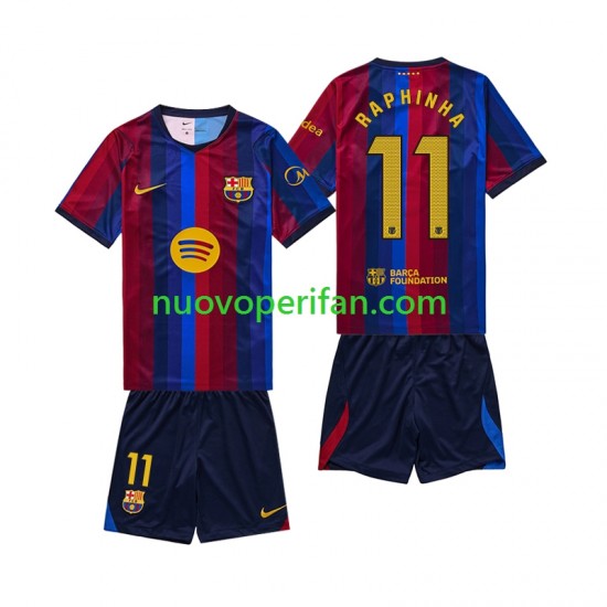 Maglie da Calcio FC Barcelona Raphinha 11 Bambino Prima Tenuta 2026-2027 Maniche Corte