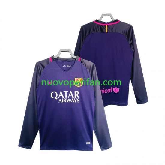 Maglie da Calcio FC Barcelona 2016 2017 Retro Uomo Trasferta Tenuta Maniche Lunghe