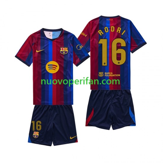Maglie da Calcio FC Barcelona Rodri 16 Bambino Prima Tenuta 2026-2027 Maniche Corte