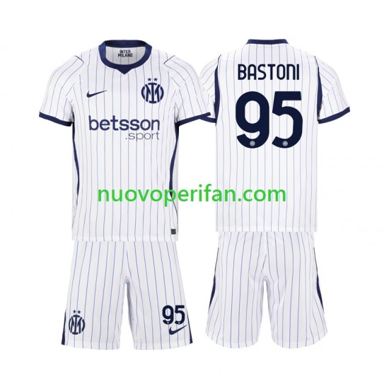Maglie da Calcio Inter Milan Alessandro Bastoni 95 Bambino Trasferta Tenuta 2026-2027 Maniche Corte
