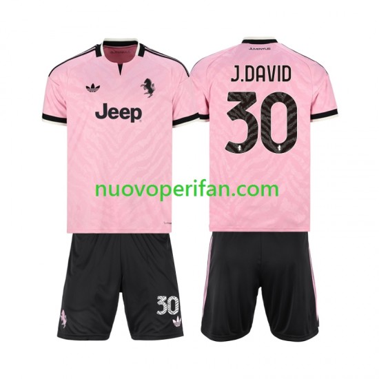 Maglie da Calcio Juventus Jonathan David 30 Bambino Trasferta Tenuta 2026-2027 Maniche Corte