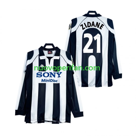 Maglie da Calcio Juventus ZIDANE 21 1997 Retro Uomo Prima Tenuta 1998 Maniche Lunghe