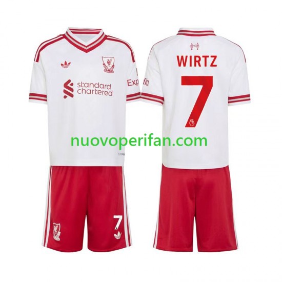 Maglie da Calcio Liverpool Florian Wirtz 7 Bambino Trasferta Tenuta 2026-2027 Maniche Corte