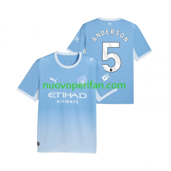 Maglie da Calcio Manchester City Elliot Anderson 5 Uomo Prima Tenuta 2026-2027 Maniche Corte