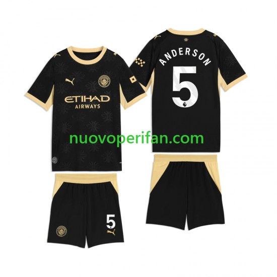 Maglie da Calcio Manchester City Elliot Anderson 5 Bambino Trasferta Tenuta 2026-2027 Maniche Corte