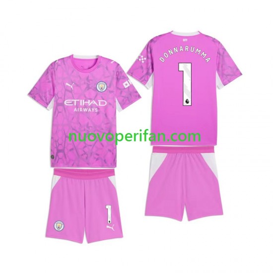 Maglie da Calcio Manchester City Gianluigi Donnarumma 1 Portiere Bambino Trasferta Tenuta 2026-2027 Maniche Corte