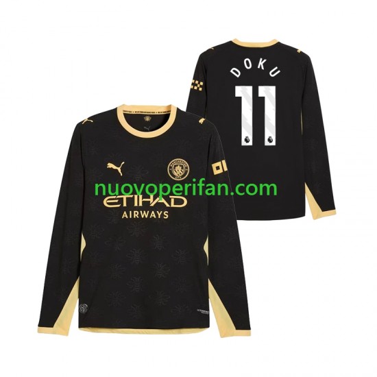 Maglie da Calcio Manchester City Jeremy Doku 11 Uomo Trasferta Tenuta 2026-2027 Maniche Lunghe