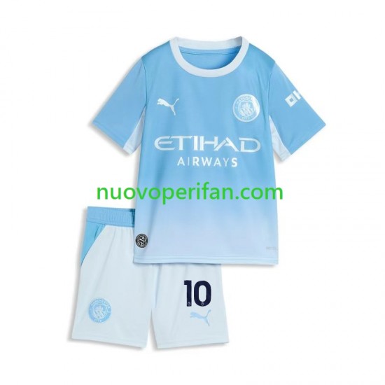 Maglie da Calcio Manchester City Rayan Cherki 10 Bambino Prima Tenuta 2026-2027 Maniche Corte