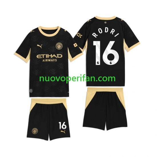 Maglie da Calcio Manchester City Rodri 16 Bambino Trasferta Tenuta 2026-2027 Maniche Corte