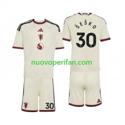 Maglie da Calcio Manchester United Benjamin Sesko 30 Bambino Alternativa Tenuta 2026-2027 Maniche Corte