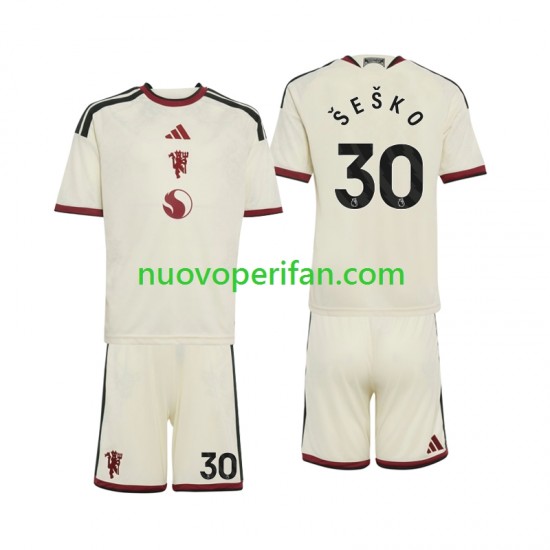 Maglie da Calcio Manchester United Benjamin Sesko 30 Bambino Alternativa Tenuta 2026-2027 Maniche Corte